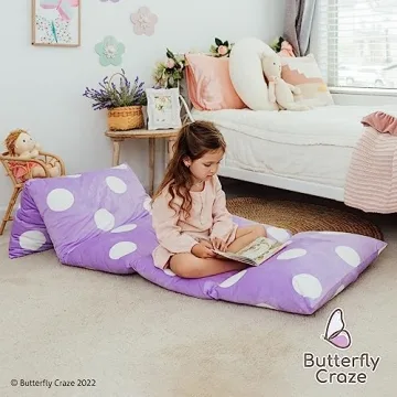 Butterfly Craze Floor Pillow Case, Mattress Bed Lounger Cover, Purple, King Size - Cozy Seating Solution for Kids & Adults, Recliner Cushion, Perfect for Reading, TV Time (Pillow Not Included)