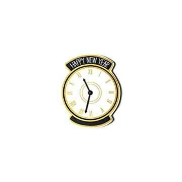 Happy New Year Big Attachment with Clock and Festive Design