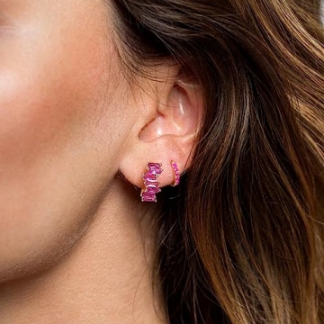 Trendy Pink Huggie Hoop Earrings for Women - Me&Hz