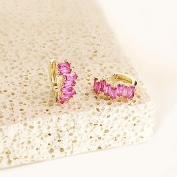Trendy Pink Huggie Hoop Earrings for Women - Me&Hz