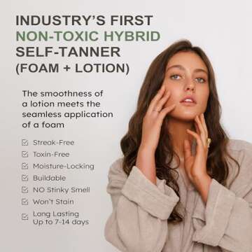 Elan Pure Non Toxic Self Tanner - Organic Tanning Foam - Long Lasting Natural Looking Tan - Streak F...