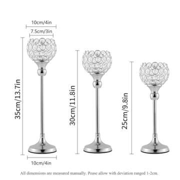 Silver Crystal Candle Holder,Tea Light Candlestick Holders for Wedding Table Decoration,Centerpiece ...