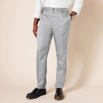 Amazon Essentials Men's Slim-Fit Flat-Front Dress Pant in Light Grey