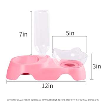 MILIFUN Double Dog Cat Bowls - Pets Water and Food Bowl Set, 15°Tilted Water and Food Bowl Set with Automatic Waterer Bottle for Small or Medium Size Dogs Cats