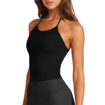 LASLULU Womens Sports Bra Workout Tank Tops Longline Padded Medium Support Running Gym Bra Camis Crop Tank Tops with Built in Bras(Black Small)