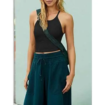 LASLULU Womens Sports Bra Workout Tank Tops Longline Padded Medium Support Running Gym Bra Camis Crop Tank Tops with Built in Bras(Black Small)