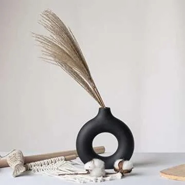 CEMABT Black Donut Vase - Handmade Minimalist Decor