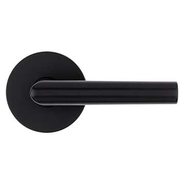Kwikset Milan Interior Passage Door Handle, Lever For Closet and Hallway Doors, Reversible Non-Locking Handle Lever, Matte Black