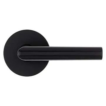Kwikset Milan Interior Passage Door Handle, Lever For Closet and Hallway Doors, Reversible Non-Locking Handle Lever, Matte Black