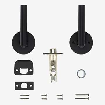 Kwikset Milan Interior Passage Door Handle, Lever For Closet and Hallway Doors, Reversible Non-Locking Handle Lever, Matte Black