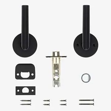 Kwikset Milan Interior Passage Door Handle, Lever For Closet and Hallway Doors, Reversible Non-Locking Handle Lever, Matte Black