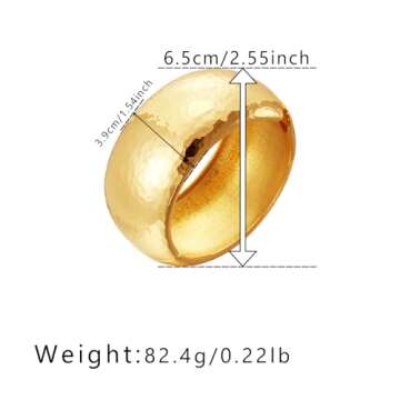 YBMYCM Chunky Gold Bangle Bracelets for Women Trendy Wide Chunky Cuff Bracelets Hammered Irregular Wrist Cuff Wrap Bracelet
