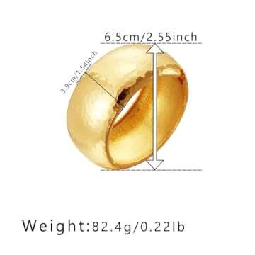 YBMYCM Chunky Gold Bangle Bracelets for Women Trendy Wide Chunky Cuff Bracelets Hammered Irregular Wrist Cuff Wrap Bracelet