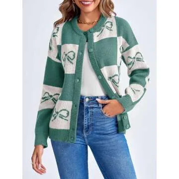 Shop Saodimallsu Color Block Plaid Cardigan Sweater