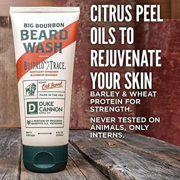 Duke Cannon Big Bourbon Beard Wash 6 Oz - Plant-Based Strength & Softness