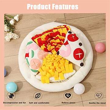Snuffle Mat for Dogs, Removable Pizza Shape Pet Dog Feeding Mats, Dog Puzzles for Smart Dogs, Interactive Dog Toys for Large Dogs, Anti-Choking Slow Food Training(Pizza)