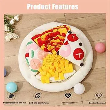Snuffle Mat for Dogs, Removable Pizza Shape Pet Dog Feeding Mats, Dog Puzzles for Smart Dogs, Interactive Dog Toys for Large Dogs, Anti-Choking Slow Food Training(Pizza)