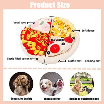 Snuffle Mat for Dogs, Removable Pizza Shape Pet Dog Feeding Mats, Dog Puzzles for Smart Dogs, Interactive Dog Toys for Large Dogs, Anti-Choking Slow Food Training(Pizza)