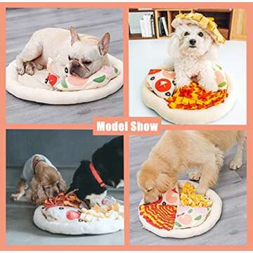 Snuffle Mat for Dogs, Removable Pizza Shape Pet Dog Feeding Mats, Dog Puzzles for Smart Dogs, Interactive Dog Toys for Large Dogs, Anti-Choking Slow Food Training(Pizza)