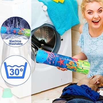 Baby Bath Mat for Tub for Kids, 40 X 16 Inch Extra Long Kids Bathtub Mat Non Slip, Cartoon Bath Tub Shower Mat Anti Slip with Drain Holes and Suction Cups Machine Washable (Whale + Dolphin)