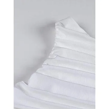 LYANER Women's Sexy Ruched One Shoulder Crop Top White