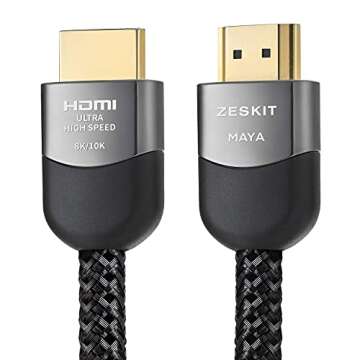 Zeskit Certified 2.1 8K HDMI Cable 48Gbps 4K120Hz Compatible with Soundbar eARC HDR10 VRR Dolby Vision Atmos HDCP 2.2 & 2.3 Gaming PS5 Xbox Series X Apple TV Roku Monitor (Ultra High Speed, Maya 3ft)