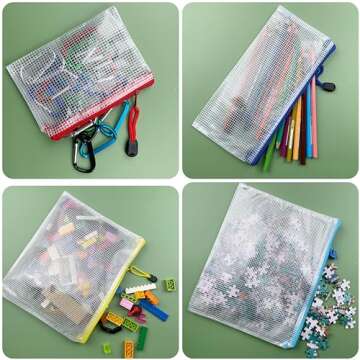 Oaimyy 18 Pcs Plastic Mesh Zipper Pouches for Storage