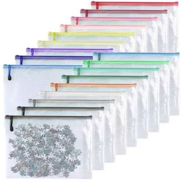 Oaimyy 18 Pcs Plastic Mesh Zipper Pouches for Storage