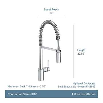 Moen Align Brushed Gold Motionsense Wave Sensor Touchless One Handle Pre-Rinse Farmhouse Spring Kitchen Faucet, 5923EWC