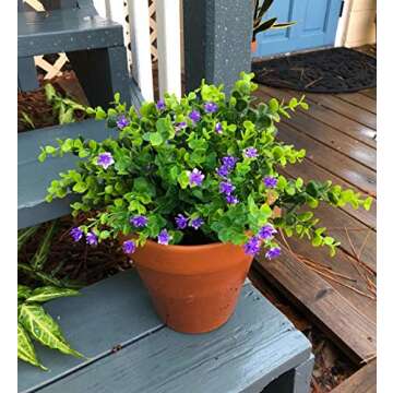 TEMCHY Artificial Plants Flowers Faux Boxwood Shrubs 6 Pack, Lifelike Fake Greenery Foliage with 42 ...