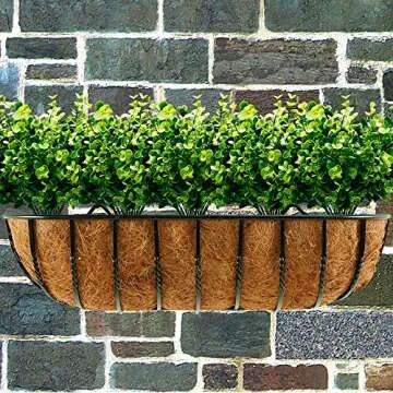 TEMCHY Artificial Plants Flowers Faux Boxwood Shrubs 6 Pack, Lifelike Fake Greenery Foliage with 42 Stems for Garden, Patio Yard, Wedding, Office and Farmhouse Indoor Outdoor Decor