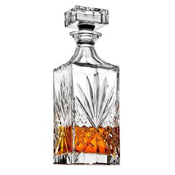 Lefonte Whiskey Decanter Set - Irish Cut 2 Glasses for Spirits