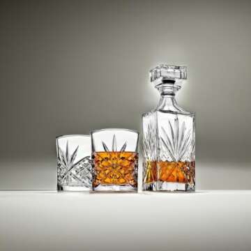 Lefonte Whiskey Decanter Set with 2 Glasses - Elegant & Stylish