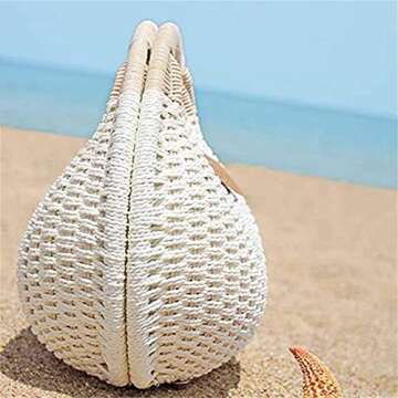 Hand-woven Straw Shell Bag - Retro Summer Favorite