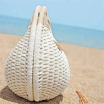 Hand-woven Straw Shell Bag - Retro Summer Favorite