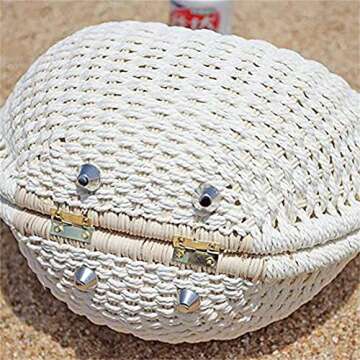 Hand-woven Straw Shell Bag - Retro Summer Favorite