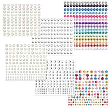 985Pcs DIY Rhinestone & Pearls Stickers for Creative Makeup & Crafts