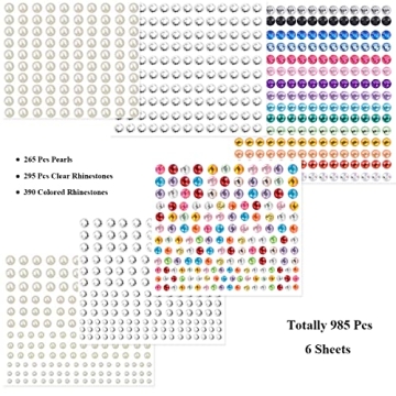 DIY Rhinestone Pearls Stickers for Makeup Crafts Decorations