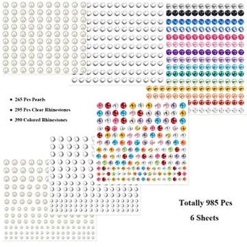 DIY Rhinestone Pearls Stickers for Makeup Crafts Decorations