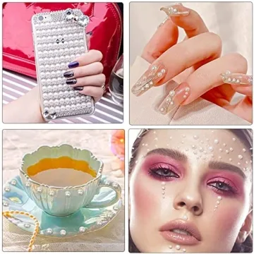 DIY Rhinestone Pearls Stickers for Makeup Crafts Decorations