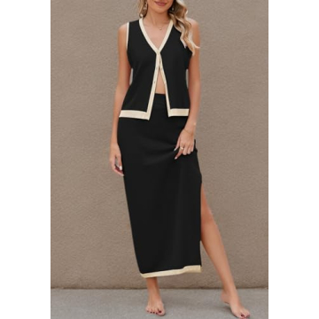 Pink Queen Women's 2 Piece Maxi Skirt Set for Summer Style