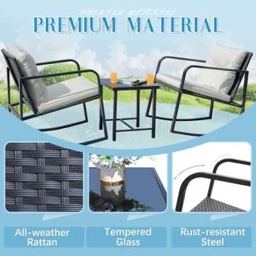 Stylish Flamaker Patio Rocking Chair Set for Outdoor Comfort