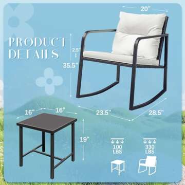 Stylish Flamaker Patio Rocking Chair Set for Outdoor Comfort
