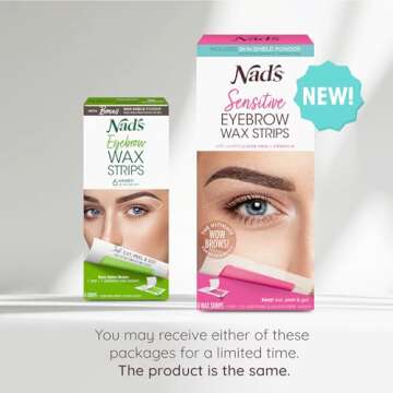 Nad's Eyebrow Wax Strips - Facial Hair Removal for Women - Eyebrow Wax Kit with 6 Eyebrow Waxing Strips + 6 Calming Oil Wipes + 2g Skin Protection Powder, 1 Count