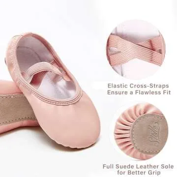Stelle Ballet Shoes for Girls Toddler Dance Slippers Soft Leather Ballerina Boys Shoes for Toddler/Little Kid/Big Kid/Women(Ballet Pink, 8MT)