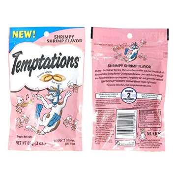 Temptations Cat Treats Variety Pack Bundle of 4 Flavor Pouches (Rockin? Lobster, Shrimpy Shrimp, Tempting Tuna, Tantalizing Turkey; 3 oz Each)