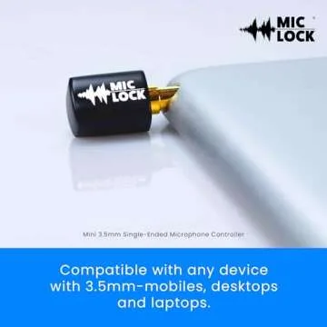 Mic-Lock 3.5mm for Headphone Port - Microphone Audio and Data Security - Privacy Protector for Laptops, Smartphones, Tablets, and Computers (Gray, Single Pack)