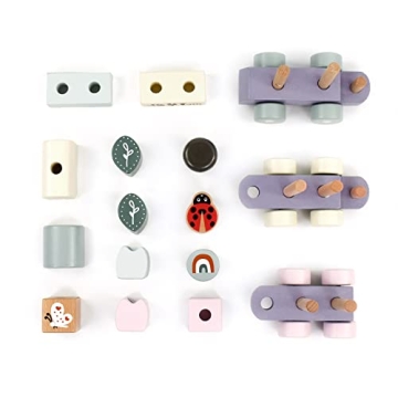 Colorful Wooden Stacking Train Toy for Toddlers and Kids