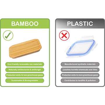 Tenzo Glass Food Storage Containers with Bamboo Lids - Eco Friendly Glass Meal Prep Container for Kitchen Food Storage with Airtight Eco Lids and Nesting Glass Food Containers (Set of 4)