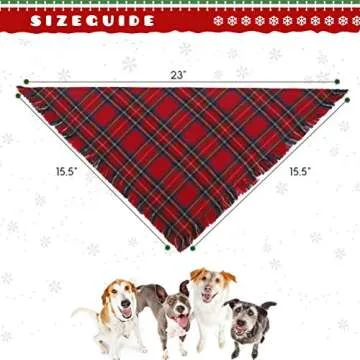 KOOLTAIL Christmas Plaid Dog Bandana 4 Pack - Stylish Holiday Scarf for Pets